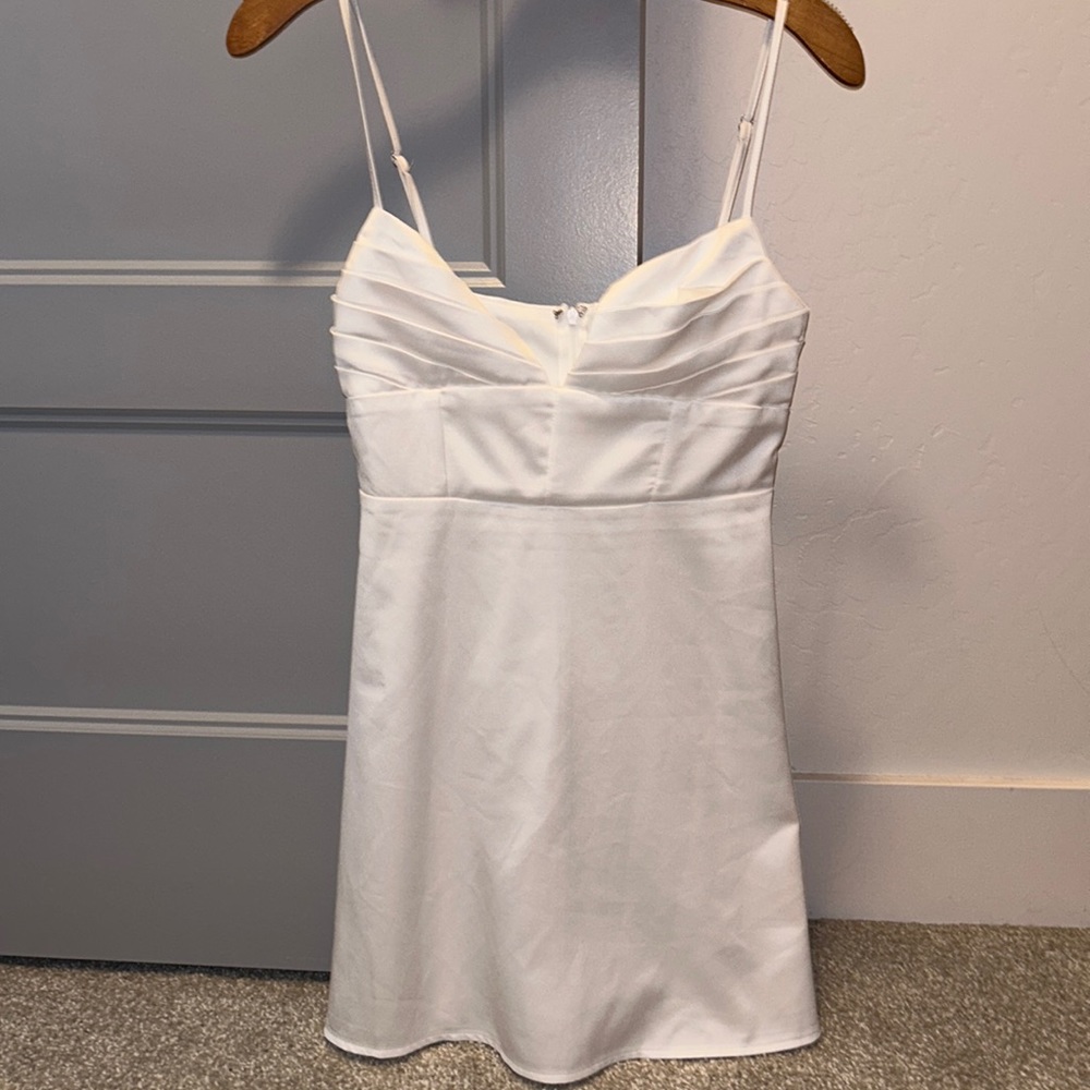 White Satin Mini Dress - Picture 2 of 4
